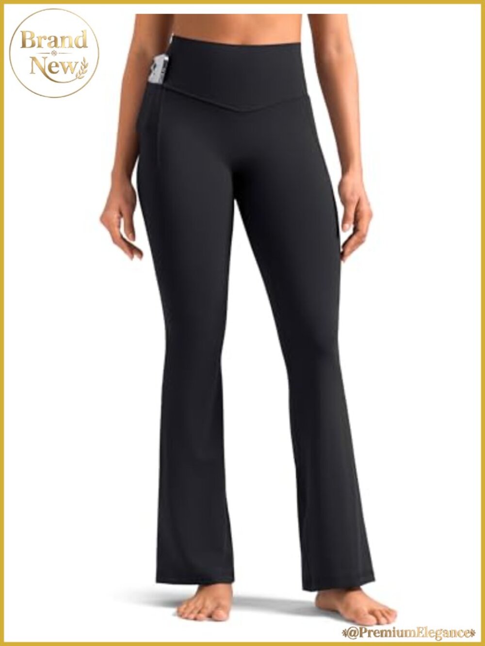 Flare Leggings High Waist No Front Seam Side Pockets Yoga Athletic Pants